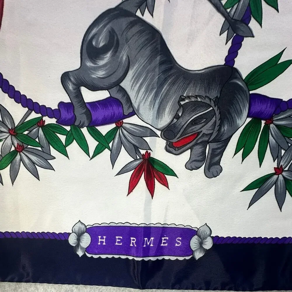 Hermes Silk Scarf Grand Geste Samurai Japanese Warrior Horse Silk Twill 90cm